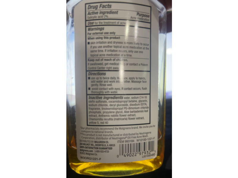 Walgreens Oil - Free Acne Wash, 2 % Salicylic Acid, 9.1 fl oz/269 mL