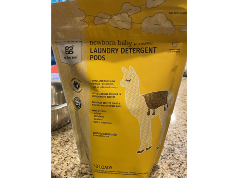 Grab Green Newborn Baby Laundry Detergent Pods, Calming Chamomile, 30 Loads, 480 g