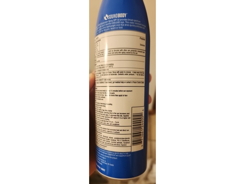 Sound Body Sport Sunscreen Spray, SPF 50, 5.5 oz/156 g