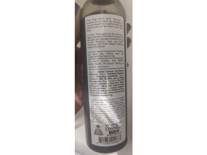 Taliah Waajid Black Earth Products Total Body Black Earth Shampoo, 8 fl oz/237 mL