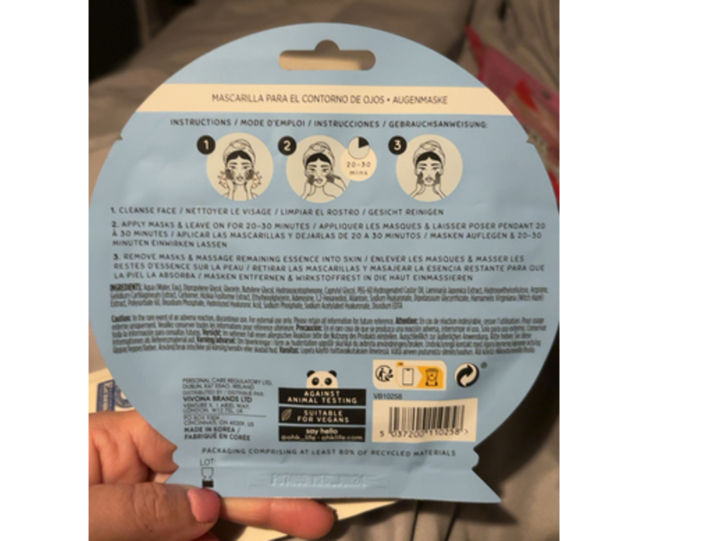 Oh K! Let It Glow Brightening Under Eye Mask, Hyaluronic Acid, 0.06 fl oz/2 mL, 2 Count