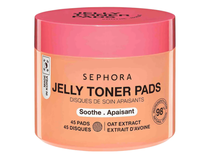 Sephora Jelly Toner Pads, Oat Extract, 45 Count