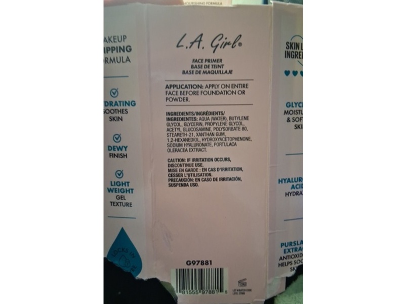 L.A. Girl H2O Lock Hydrating Gel Primer, 1.01 fl oz