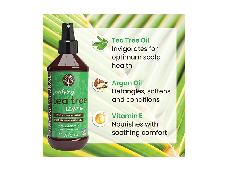 Arganatural Purifying Tea Tree Leave In Conditioner Spray, Natural Argan Oil, 8 fl oz/240 mL