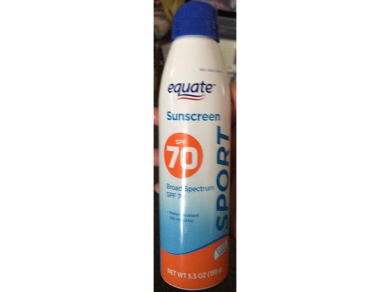 Equate Sport Broad Spectrum Sunscreen Spray, SPF 70, 5.5 oz/156 g