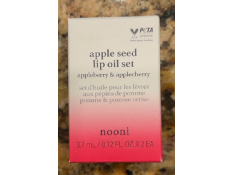 Nooni Apple Seed Lip Oil, Applebery & Applecherry, 0.12 fl oz/3.7 mL
