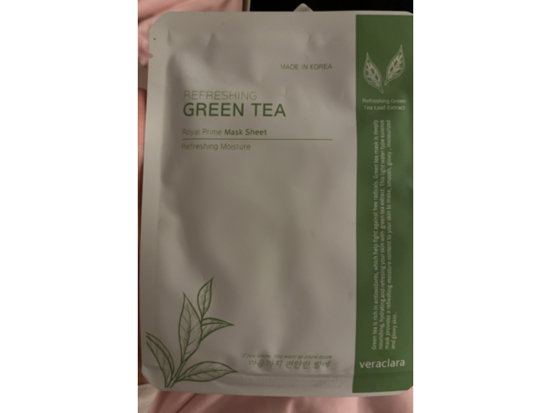 Veraclara Refreshing Royal Prime Mask Sheet, Green Tea, 0.78 fl oz/23 mL