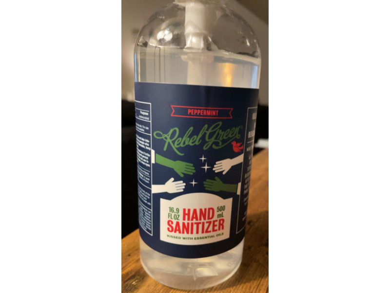 Rebel Green Hand Sanitizer, Peppermint, 16.9 fl oz/500 mL