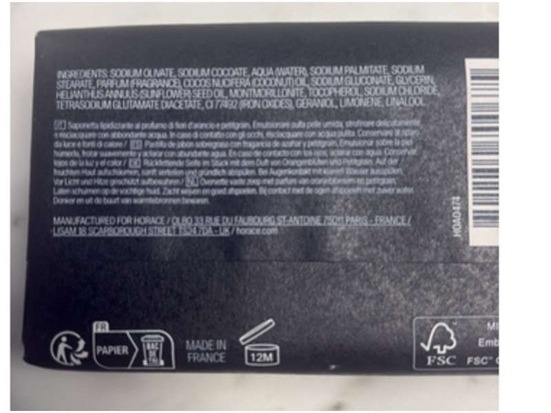 Horace Superfatted Soap Bar, Orange Blossom & Petitgrain, 4.4 oz/125 g