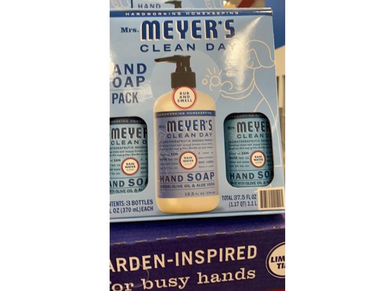 Mrs. Meyer's Clean Day Hand Soap, Rain Water, 12.5 fl oz/370 mL, 3 Pack