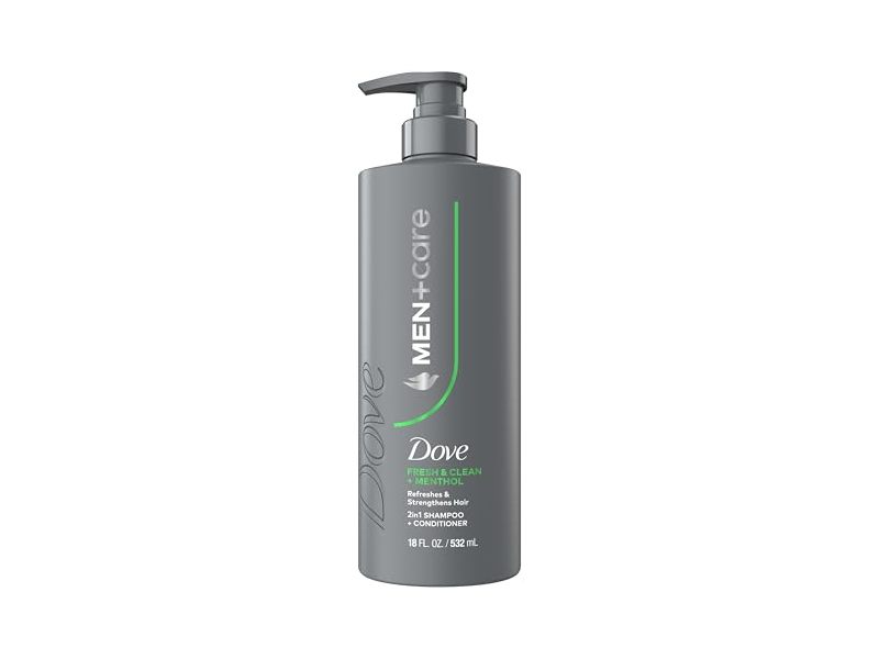 Dove Men+Care 2 In 1 Shampoo + Conditioner, Fresh & Clean + Menthol, 18 fl oz/532 mL