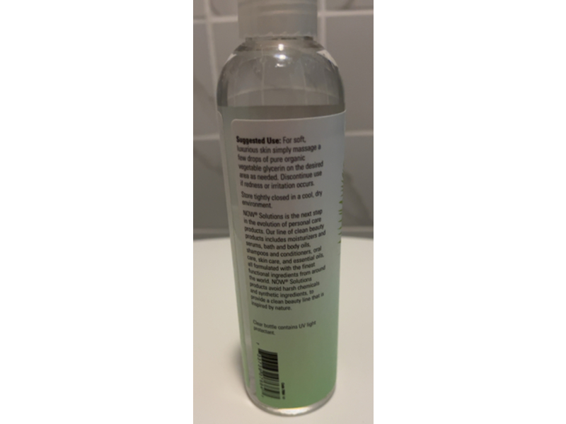 Now Solutions Organic Vegetable Glycerin Oil, 8 fl oz/237 mL