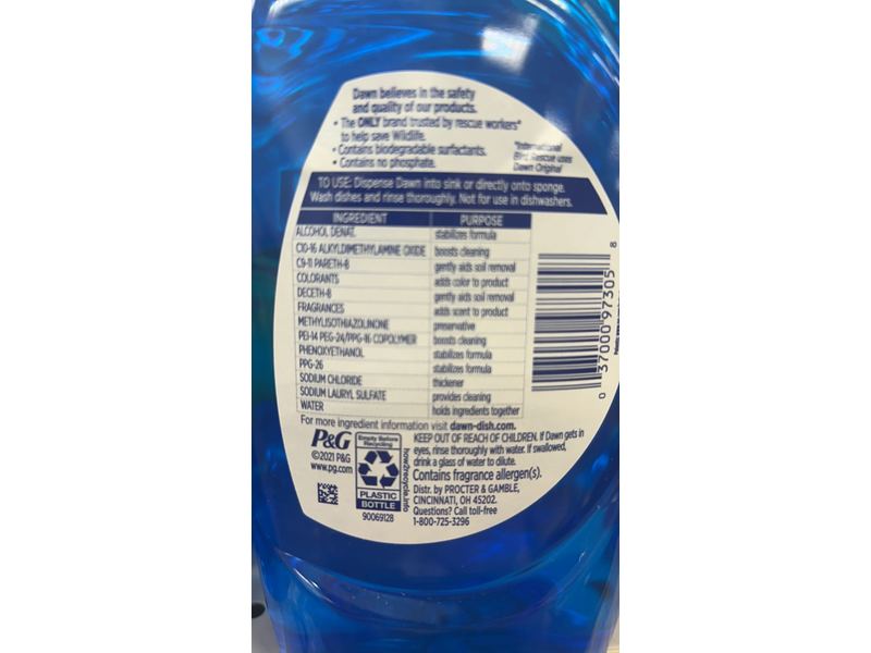 Dawn Ultra Dishwashing Liquid, Original Scent, 13.4 fl oz/573 mL