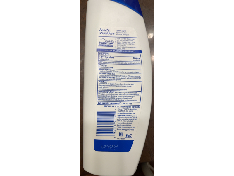 Head & Shoulders, Dandruff Shampoo, Green Apple, 13.53 fl oz/400 mL