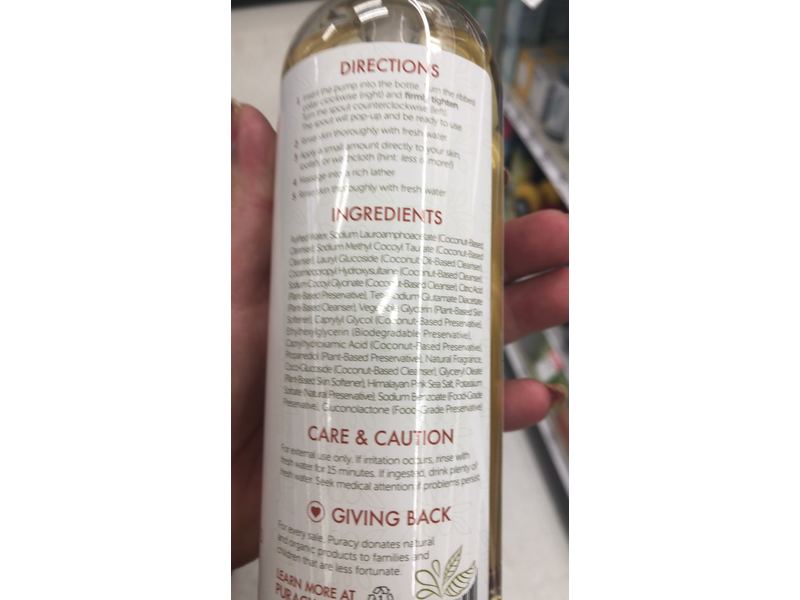 Puracy Natural Body Wash, Bergamot & Sandalwood, 16 fl oz (473 mL)