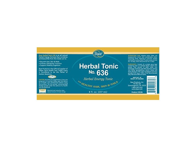 Herbal Tonic 636 for Healthy Hair, Skin & Nails, 8 oz.