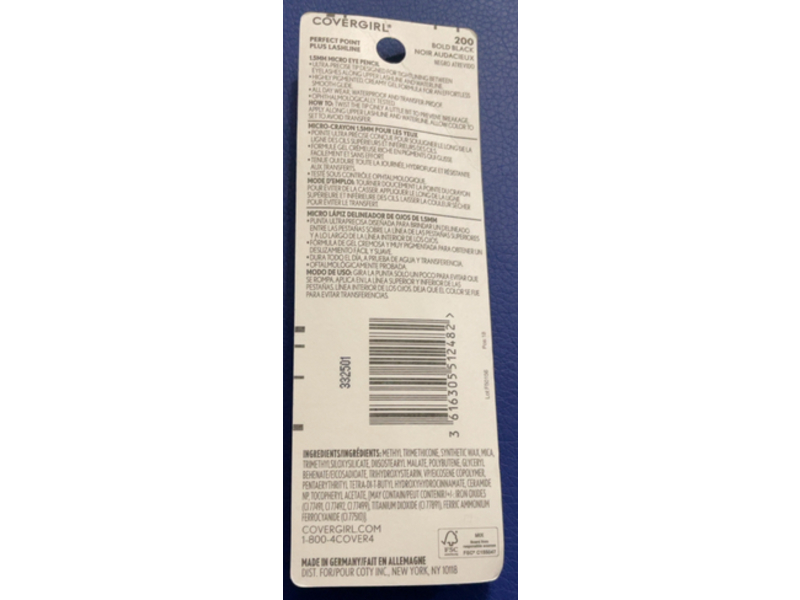 Covergirl Perfect Point Plus Lashline Micro Eye Pencil, Bold Black, 0.002 oz/0.06 g