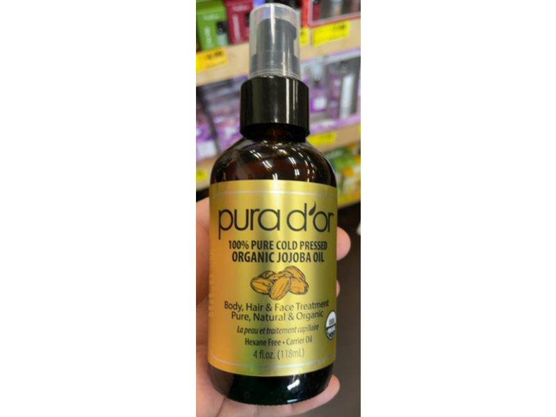 Pure D’or Organic Jojoba Oil, Hexane Free + Carrier Oil, 4 fl oz/118 mL