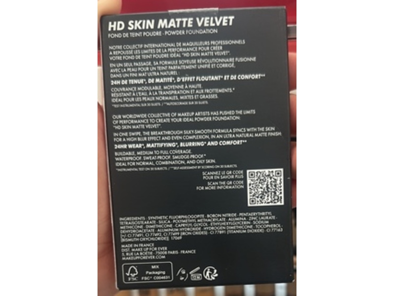 Make Up For Ever HD Skin Matte Velvet Blurring Powder Foundation, 2R28 Cool Sand, 0.38 oz/11 g