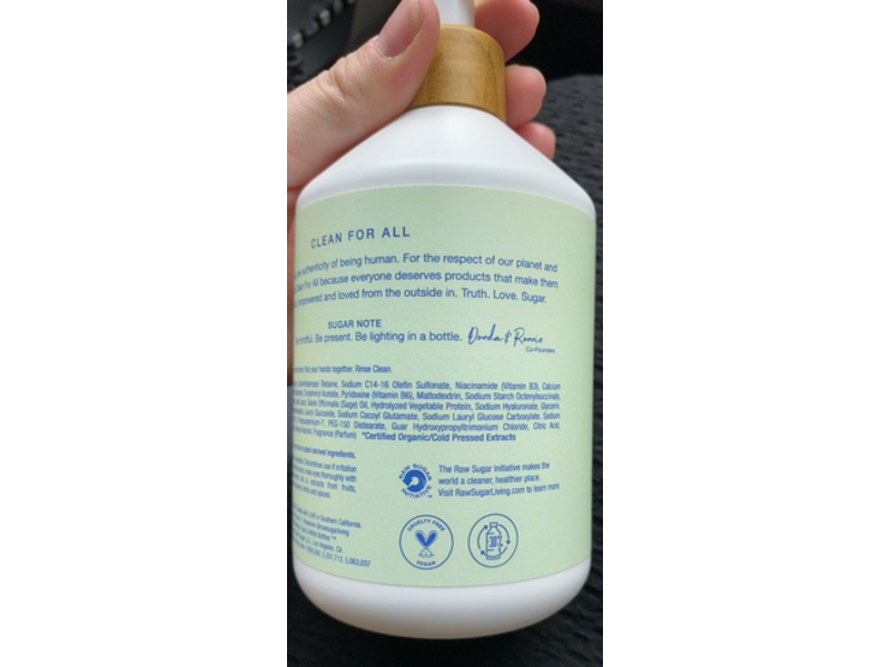 Raw Sugar Nutrient Rich Hand Wash, Aloe Vera + Blue Sage 16.9 fl oz/500 mL