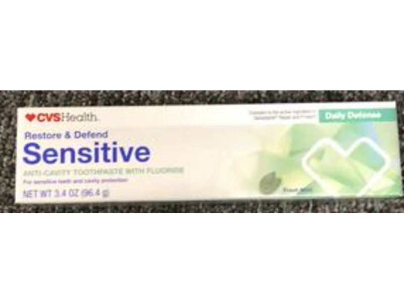 CVS Health Restore & Defend Sensitive Anti-Cavity Toothpaste, Fresh Mint, 3.4 oz/96.4 g