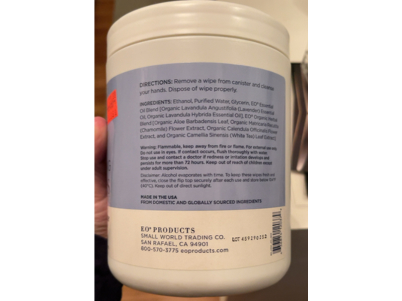 Eo Products Hand Cleansing Wipes, French Lavender, 210 Count