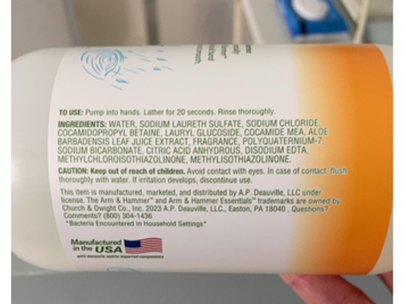 Arm & Hammer Essentials Liquid Hand Soap, Fresh Rain Water, 14 fl oz/414 mL