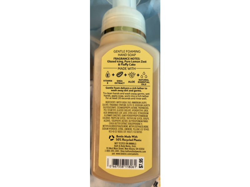 Bath & Body Works Iced Lemon Pound Cake Gentle Foaming Hand Soap, 8.75 fl oz/259 mL