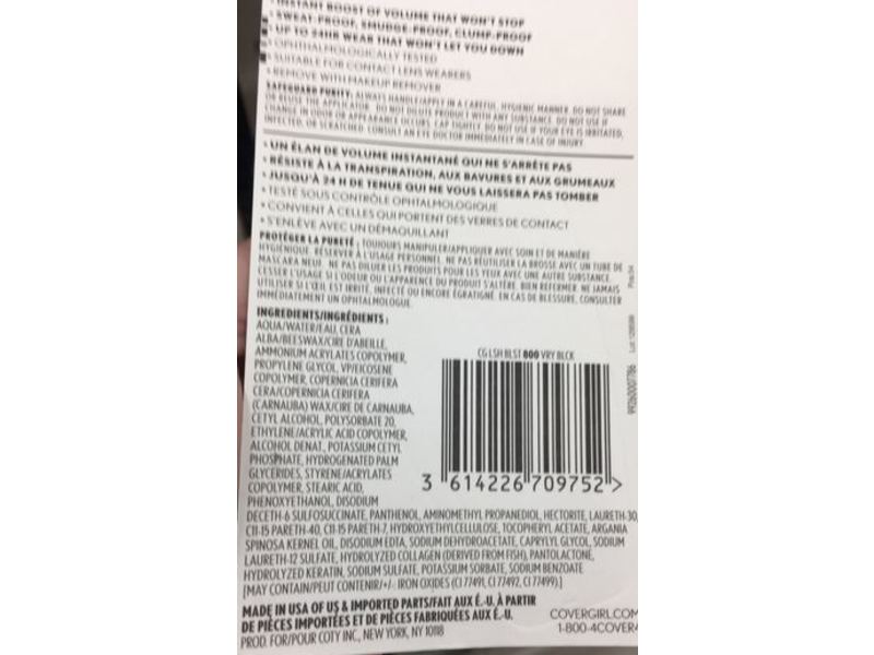 CoverGirl Lash Blast Active Mascara, 800 Very Black, 0.44 fl oz/13.1 mL