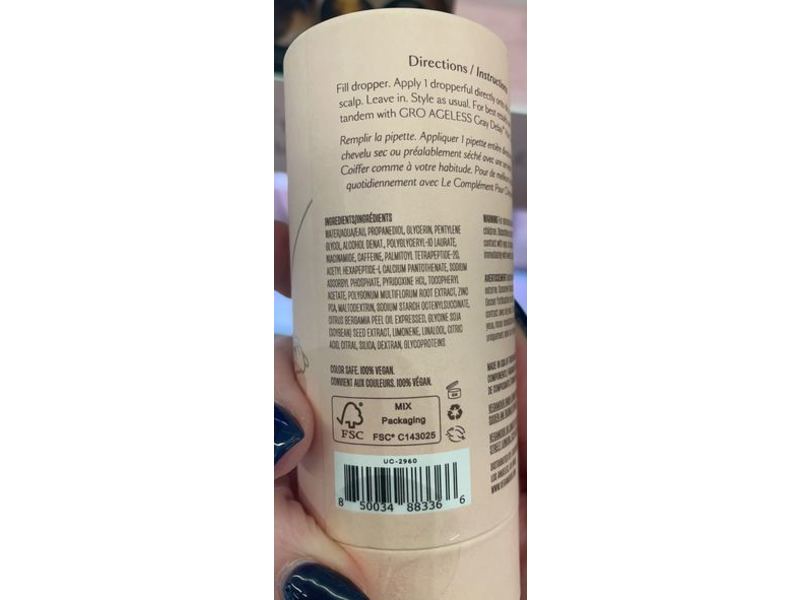 Vegamour Gro Ageless Anti-Gray Hair Serum, 1 fl oz/10 mL