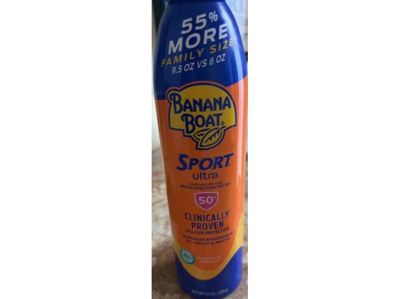 Banana Boat Sport Ultra Clear Sunscreen Spray, SPF 50 +, 9.05 oz/269 g