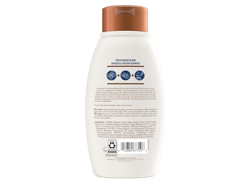 Aveeno Refresh & Thicken Shampoo, Fresh Greens Blend, 12 fl oz/354 mL