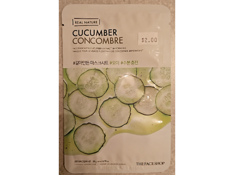 The Face Shop Real Nature Face Mask, Cucumber, 0.70 oz/20 g