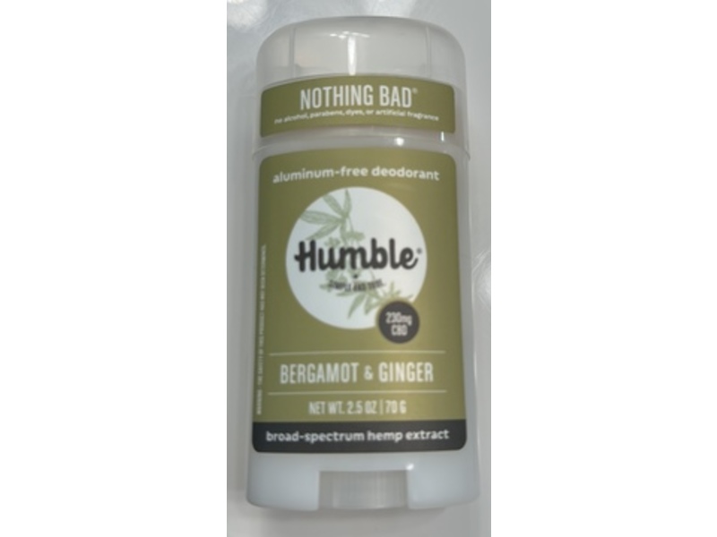 Humble Nothing Bad Aluminum Free Deodorant, Bergamot & Ginger, 2.5 oz/70 g, Pack Of 3