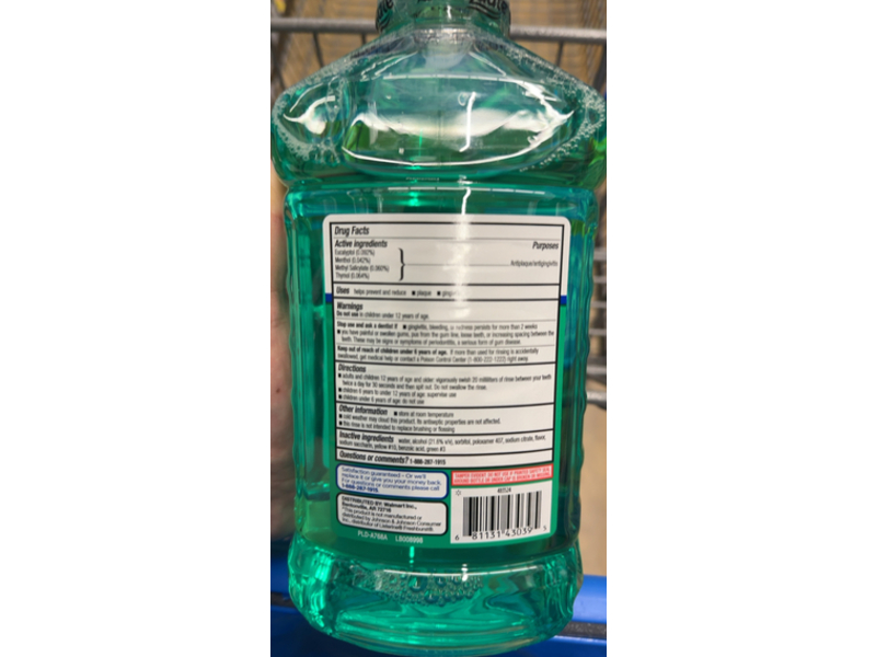 Equate Antiseptic Mouthrinse, Mint Blast, 50.7 fl oz/1.5 L, Pack Of 2
