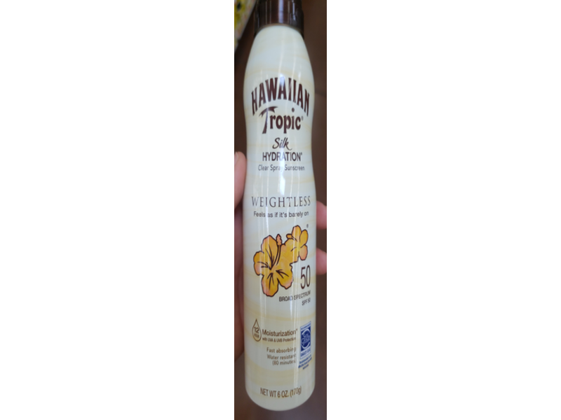 Hawaiian Tropic Silk Hydration Weightless Sunscreen Spray, SPF 50, 6 oz/170 g