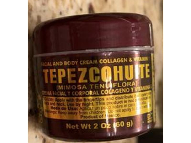 Tepezcohuite Facial & Body Cream, Collagen & Vitamin E, 2 oz/60 g