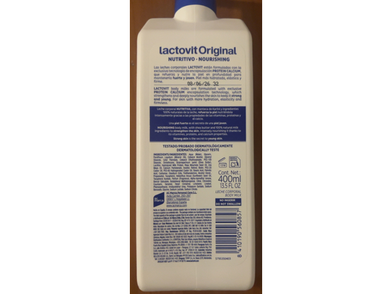 Lactovit Nutritive Body Milk, Original, 13.5 fl oz/400 mL