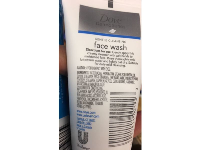 Dove Derma Series Dry Skin Relief Face Wash, 1.7 fl oz/50 mL