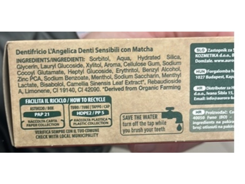 Langelica Sensitive Toothpaste, Matcha, 75 mL