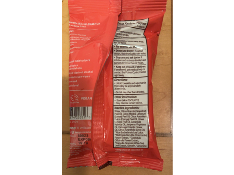 Everyone Hand Sanitizer Wipes, Ruby Grapefruit, 15 Count