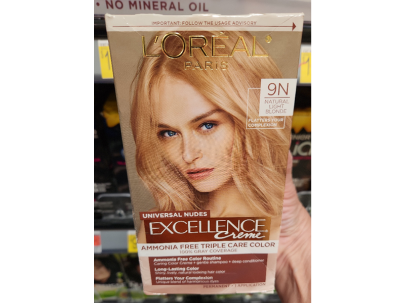 L'Oreal Paris Universal Nudes Permanent Hair Color, 9N Natural Light Blonde, 1 Hair Dye Kit
