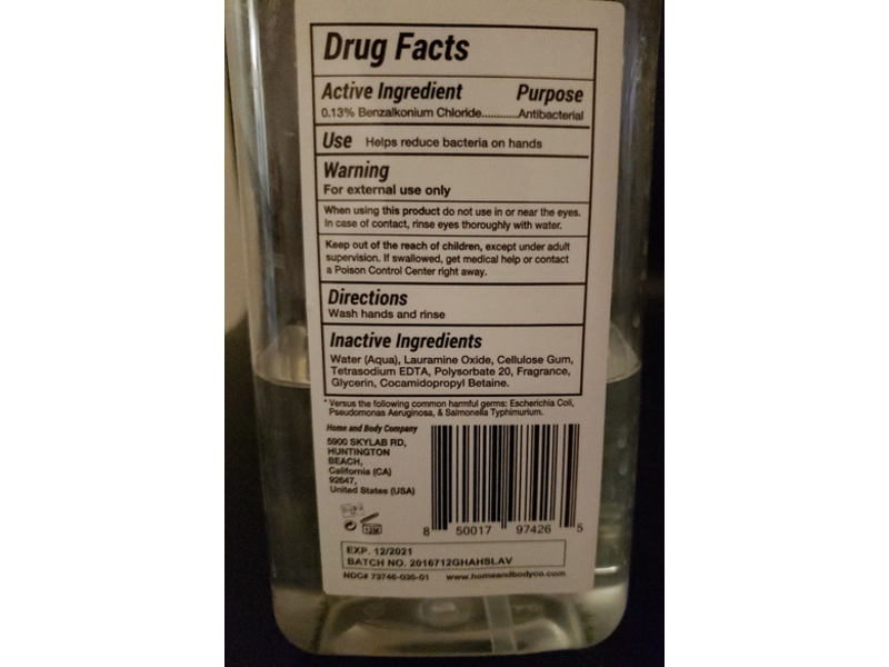 Home & Body Co. Garrison + Home Antibacterial Hand Soap, Lavender, 24.5 fl oz/724 mL, Pack Of 2