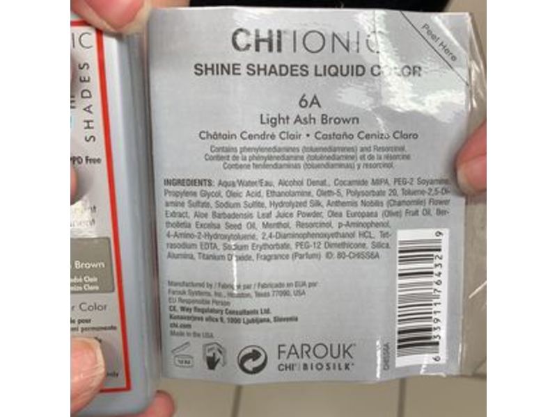 Chi Ionic Shine Shades Liquid Hair Color, 6A Light Ash Brown, 3 fl oz/89 mL