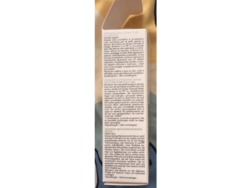 Uriage Eau Thermale Brightening Corrective Serum, Depiderm, 1 fl oz/30 mL