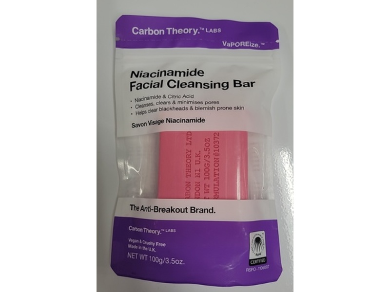 Carbon Theory Niacinamide Facial Cleansing Bar, 3.5 oz/100 g