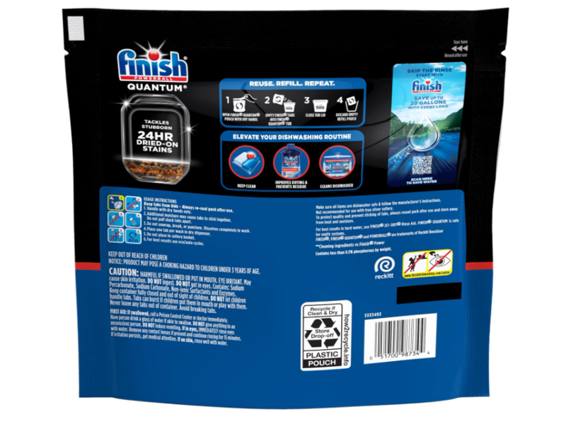 Finish Quantum Dishwasher Detergent Pods, 36.1 oz/1.02 kg, 82 Count