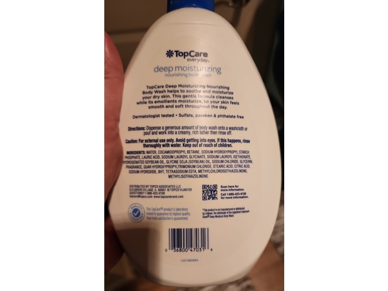 Topcare Everyday Deep Moisturizing Nourishing Body Wash, 33 .8 fl oz/1L
