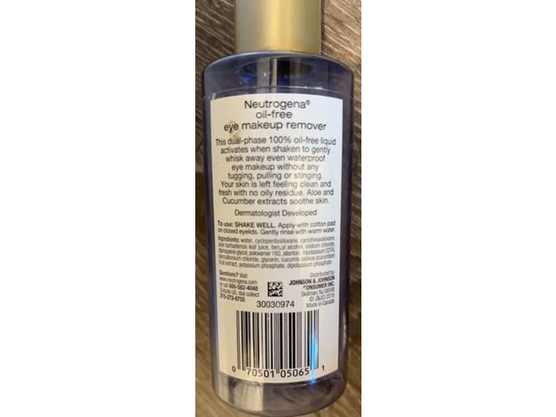 Neutrogena Oil-Free Eye Makeup Remover, Effective & Gentle, 5.5 fl oz/162 mL