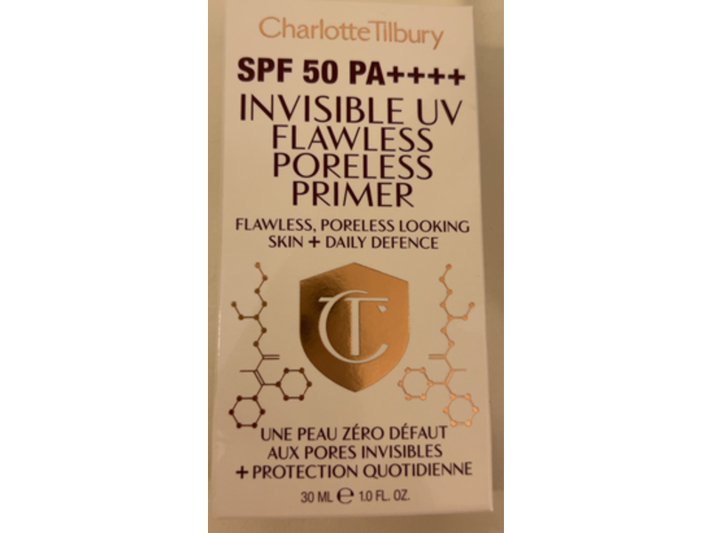 Charlotte Tilbury Invisible UV Flawless Poreless Primer, SPF 50Pa++++, 1 fl oz/30 mL